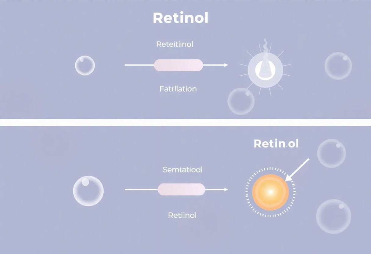 Graphics illustrating retinol's effect on skin cells