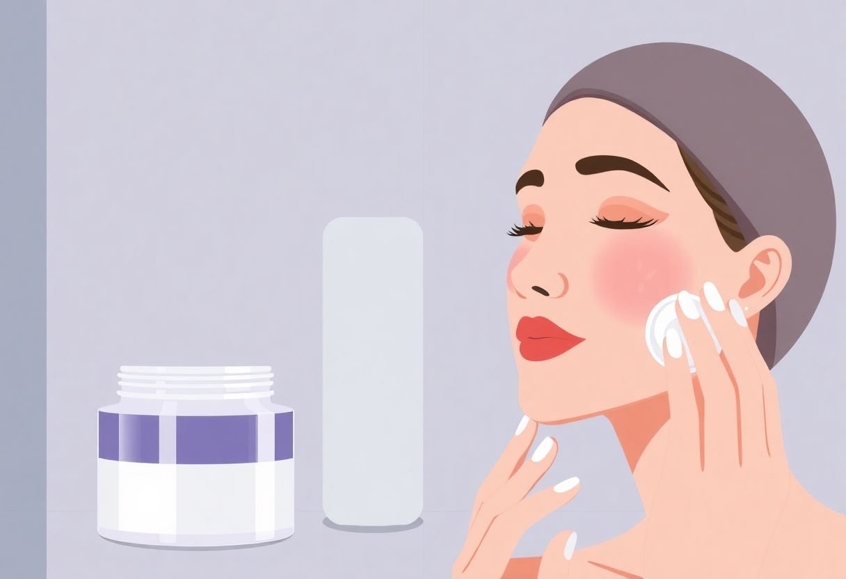 Application of retinol and moisturizer in skincare routine
