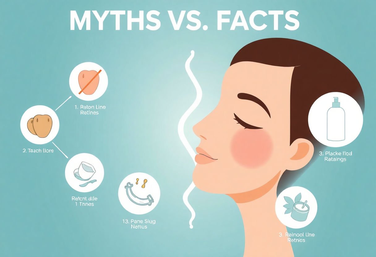 Infographic illustrating myths vs. facts of retinol