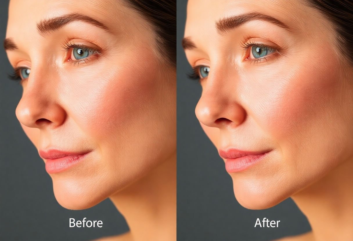 Before and after image showing reduced wrinkles with retinol use