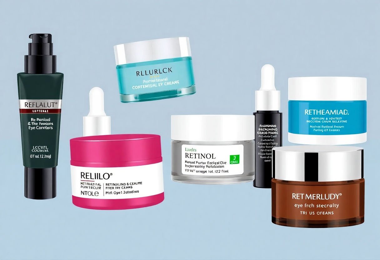 Different brands of retinol eye creams