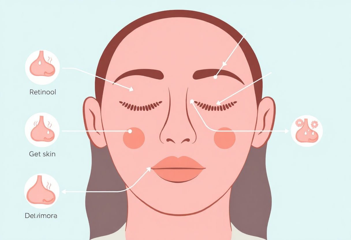Diagram showing retinol action on skin