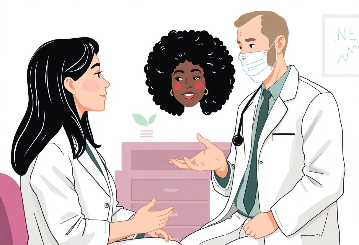 A dermatologist giving a consultation