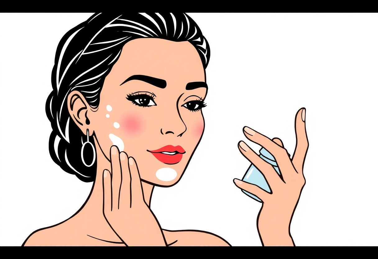 Woman applying skincare products